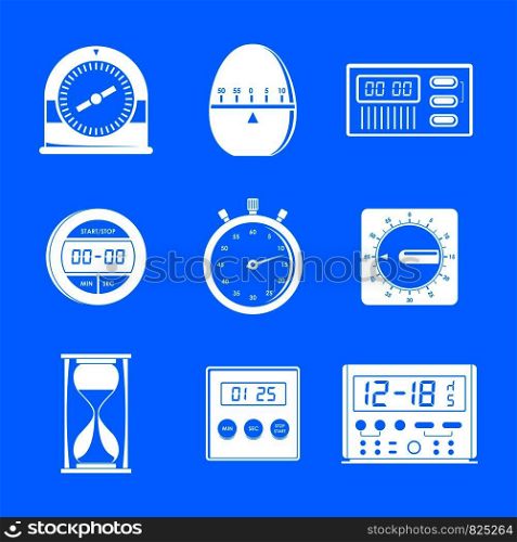 Kitchen timer icons set. Simple illustration of 9 kitchen timer icons for web. Kitchen timer icons set, simple style