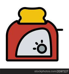 Kitchen Toaster Icon. Editable Bold Outline With Color Fill Design. Vector Illustration.