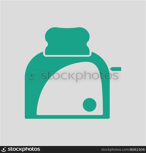 Kitchen toaster icon. Gray background with green. Vector illustration.