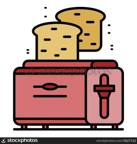 Kitchen toaster icon. Outline kitchen toaster vector icon color flat isolated. Kitchen toaster icon color outline vector