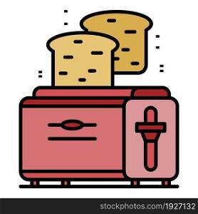 Kitchen toaster icon. Outline kitchen toaster vector icon color flat isolated. Kitchen toaster icon color outline vector