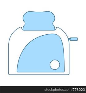 Kitchen Toaster Icon. Thin Line With Blue Fill Design. Vector Illustration.
