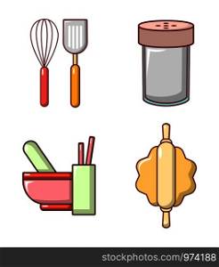 Kitchen tool icon set. Cartoon set of kitchen tool vector icons for web design isolated on white background. Kitchen tool icon set, cartoon style