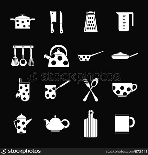 Kitchen tools and utensils icons in simple style isolated vector illustration. Kitchen tools and utensils icons, simple style