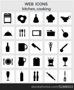 Kitchen tools icons Silhouette Vector illustration