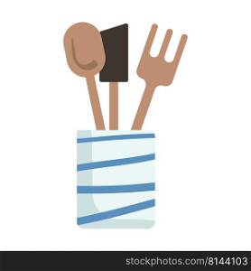 Kitchen utensil semi flat color vector object. Full sized item on white. Spatula and spoon. Preparing food. Cooking at home simple cartoon style illustration for web graphic design and animation. Kitchen utensil semi flat color vector object