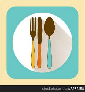 Kitchen ware tableware. Vector flat icon with long shadow