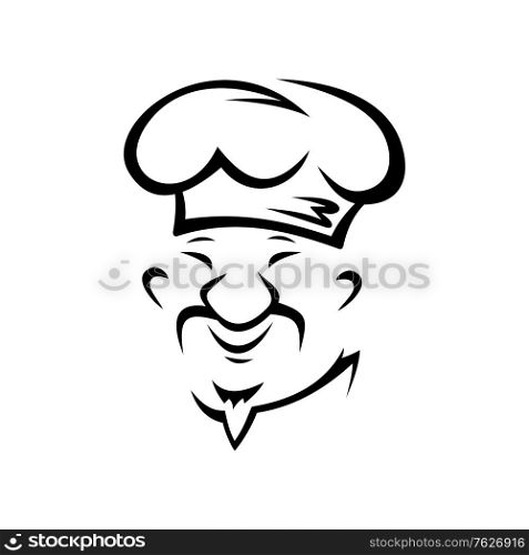 Kitchen worker, baker or waiter isolated chef cook. Vector chinese or korean male kitchener portrait. Korean chef cook, baker or waiter
