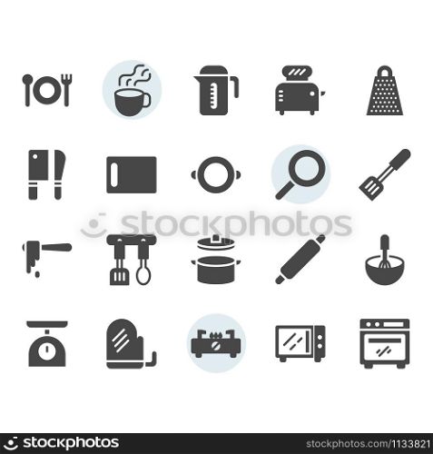 Kitchenware icon and symbol set in glyph design