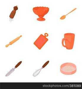 Kitchenware icons set. Cartoon illustration of 9 kitchenware vector icons for web. Kitchenware icons set, cartoon style