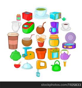 Kitchenware icons set. Cartoon set of 25 kitchenware vector icons for web isolated on white background. Kitchenware icons set, cartoon style