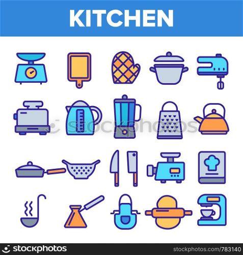 Kitchenware Line Icon Set Vector. Home Kitchen Tools Symbol. Classic Kitchenware Cooking Icons. Web Illustration. Kitchenware Line Icon Set Vector. Home Kitchen Tools Symbol. Classic Kitchenware Cooking Icons. Thin Outline Web Illustration