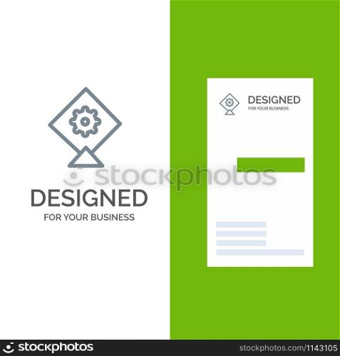 Kite, Festival Grey Logo Design and Business Card Template