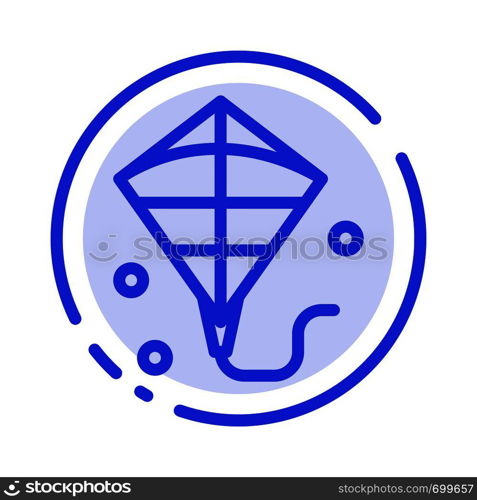 Kite, Flying, Festival Blue Dotted Line Line Icon