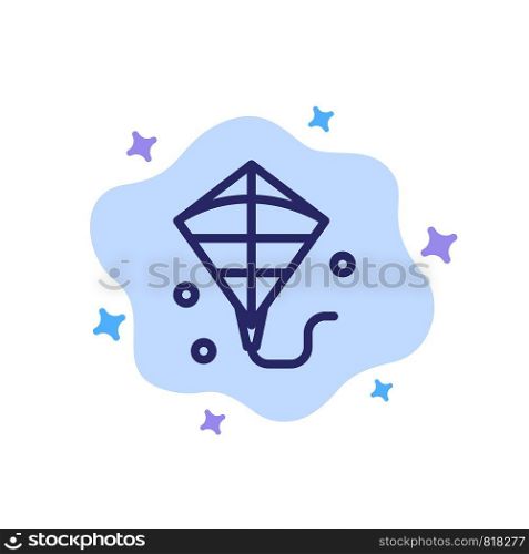 Kite, Flying, Festival Blue Icon on Abstract Cloud Background