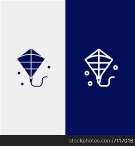 Kite, Flying, Festival Line and Glyph Solid icon Blue banner Line and Glyph Solid icon Blue banner