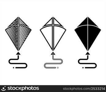 Kite Icon, Paper Flying Kite, Sport Icon Vector Art Illustration