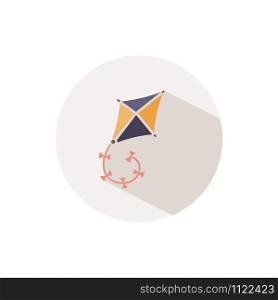 Kite. Icon with shadow on a beige circle. Fall flat vector illustration