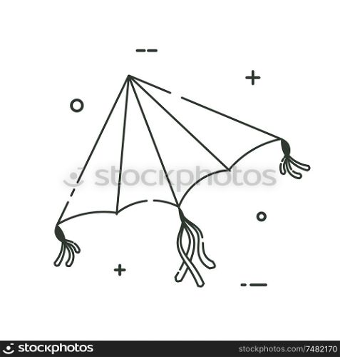 Kite in a linear style. Line icon isolated on white background. Vector illustration.