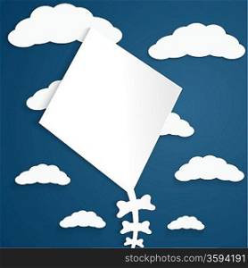 Kite on a blue background with clouds