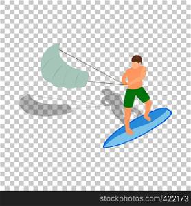 Kitesurfing isometric icon 3d on a transparent background vector illustration. Kitesurfing isometric icon