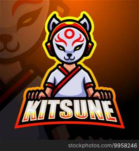 Kitsune ninja mascot esport logo design