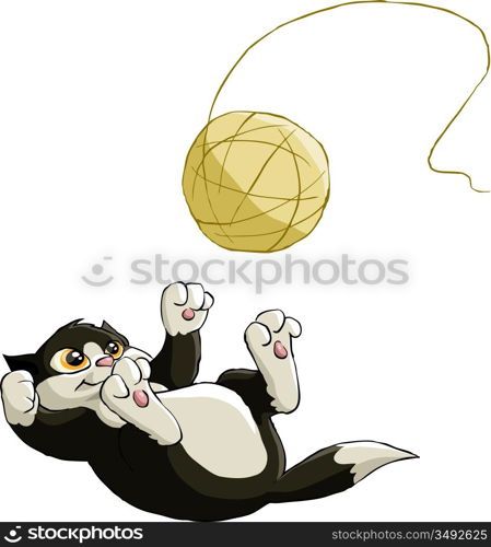 Kitten on a white background, vector illustration