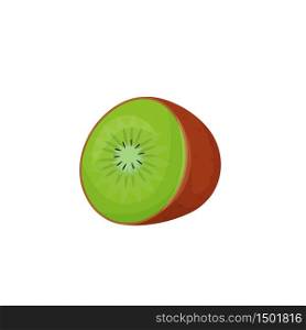 Kiwi cartoon vector illustration. Half of ripe juicy fruit flat color object. Healthy vegetarian food. Good nutrition. Dietary source of vitamin C isolated on white background. Kiwi cartoon vector illustration
