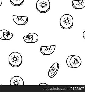 kiwi food green fresh vector seamless pattern thin line illustration. kiwi food green fresh vector seamless pattern