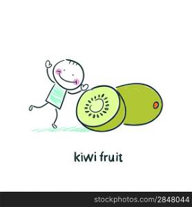 Kiwi fruit and a man