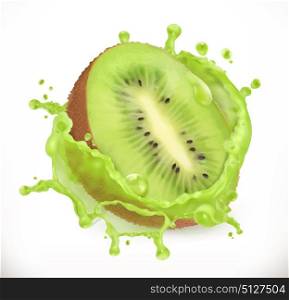 Kiwi fruit juice. Fresh fruit, 3d vector icon