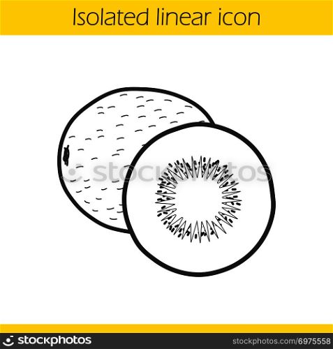 Kiwi fruit linear icon. Thin line illustration. Contour symbol. Vector isolated outline drawing. Kiwi fruit linear icon