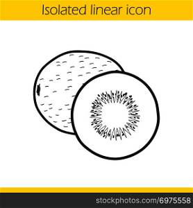 Kiwi fruit linear icon. Thin line illustration. Contour symbol. Vector isolated outline drawing. Kiwi fruit linear icon