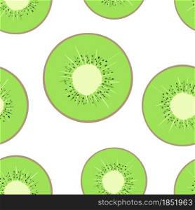 Kiwi fruit pattern, vector illustration. Seamless pattern with halves of green fruits. Bright summer template with organic healthy food.. Kiwi fruit pattern, vector illustration.
