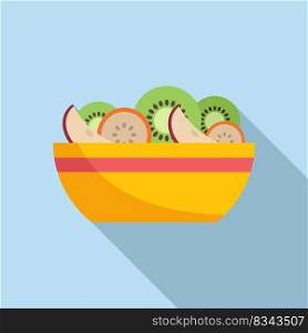 Kiwi fruit salad icon flat vector. Fresh food. Vegetable meal. Kiwi fruit salad icon flat vector. Fresh food