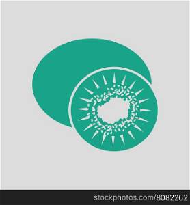Kiwi icon. Gray background with green. Vector illustration.