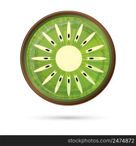Kiwi Icon Isolated on White. Vector Illustration. Green Kiwi with Shadow