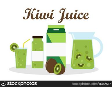 kiwi juice with pack template packaging design - vector illustration