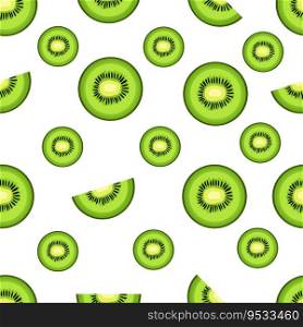 Kiwi slice Seamless vector pattern on white background