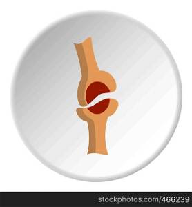 Knee joint icon in flat circle isolated on white background vector illustration for web. Knee joint icon circle