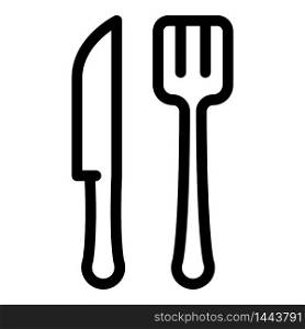 Knife and fork icon. Outline knife and fork vector icon for web design isolated on white background. Knife and fork icon, outline style