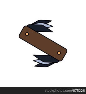 knife, army, camping, swiss, pocket Flat Color Icon Vector