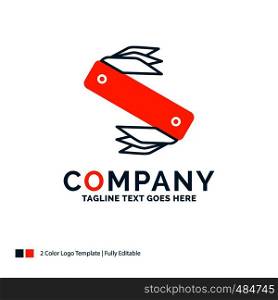 knife, army, camping, swiss, pocket Logo Design. Blue and Orange Brand Name Design. Place for Tagline. Business Logo template.