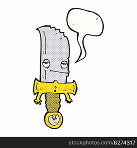 knife cartoon character with speech bubble