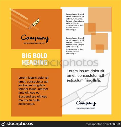 Knife Company Brochure Title Page Design. Company profile, annual report, presentations, leaflet Vector Background