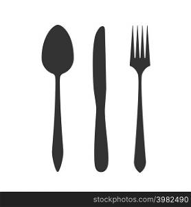 Knife, fork and spoon isolated on white background. Vector illustration.. Knife, fork and spoon isolated on white background. Vector