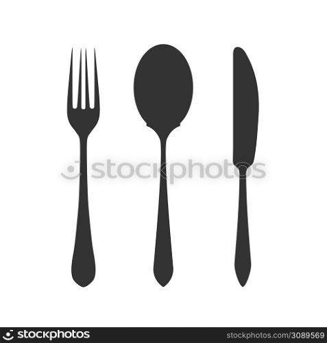 Knife, fork and spoon on white background. Vector illustration.. Knife, fork and spoon on white background. Vector
