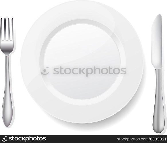 Knife fork white plate vector image