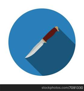 Knife Icon. Flat Circle Stencil Design With Long Shadow. Vector Illustration.