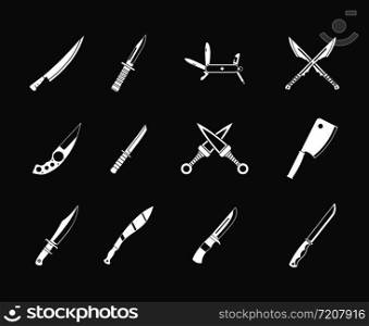 Knife icon set vector white isolated on grey background . Knife icon set grey vector